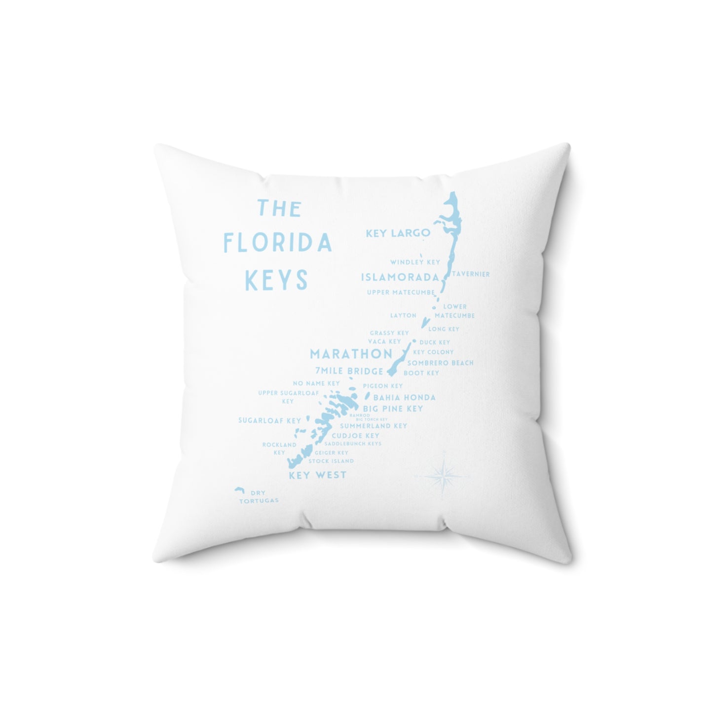 Florida Keys Map - throw pillow - white with blue - four sizes