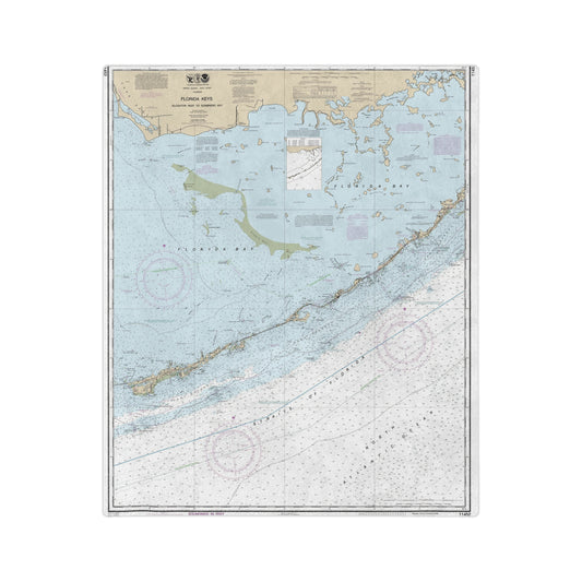 florida keys map cozy blanket, plush, soft 50x60"