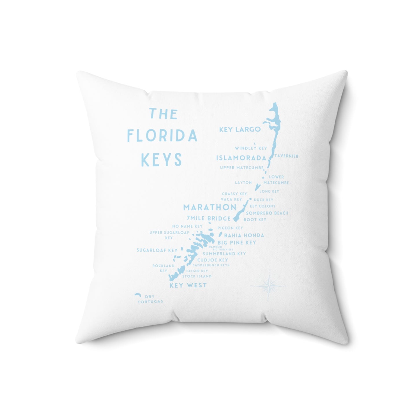 Florida Keys Map - throw pillow - white with blue - four sizes