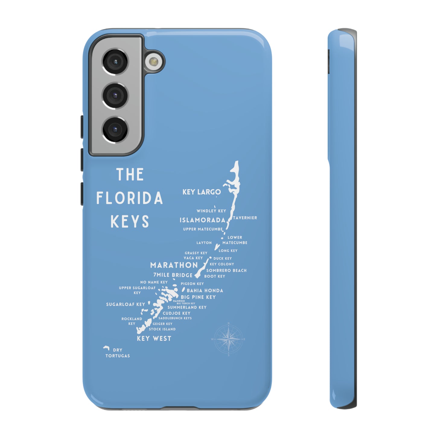 Florida keys map - iPhone Samsung pixel phone Case blue with white