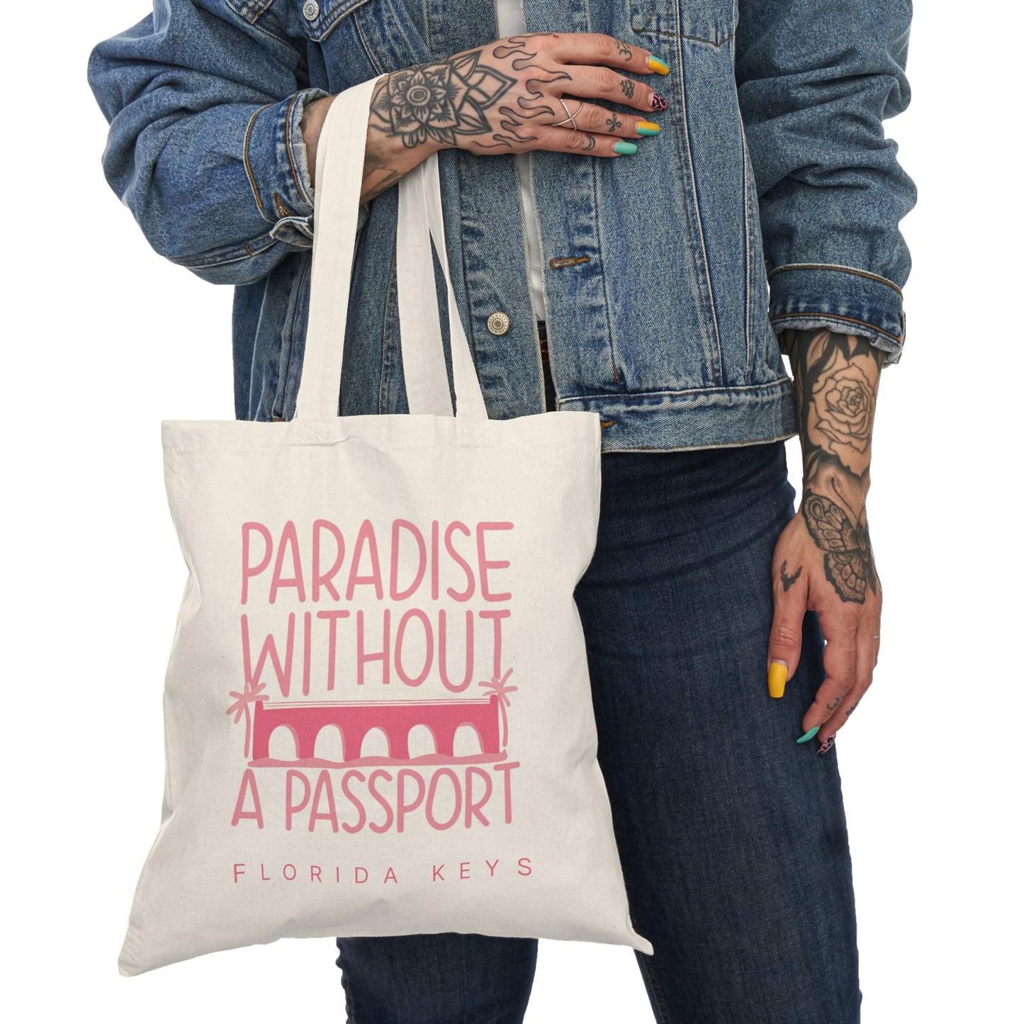 Paradise without a passport - Florida keys - Natural Tote Bag - pink