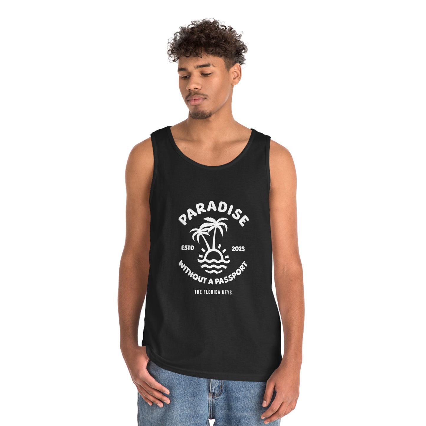 Paradise without a passport logo - Men's tank top