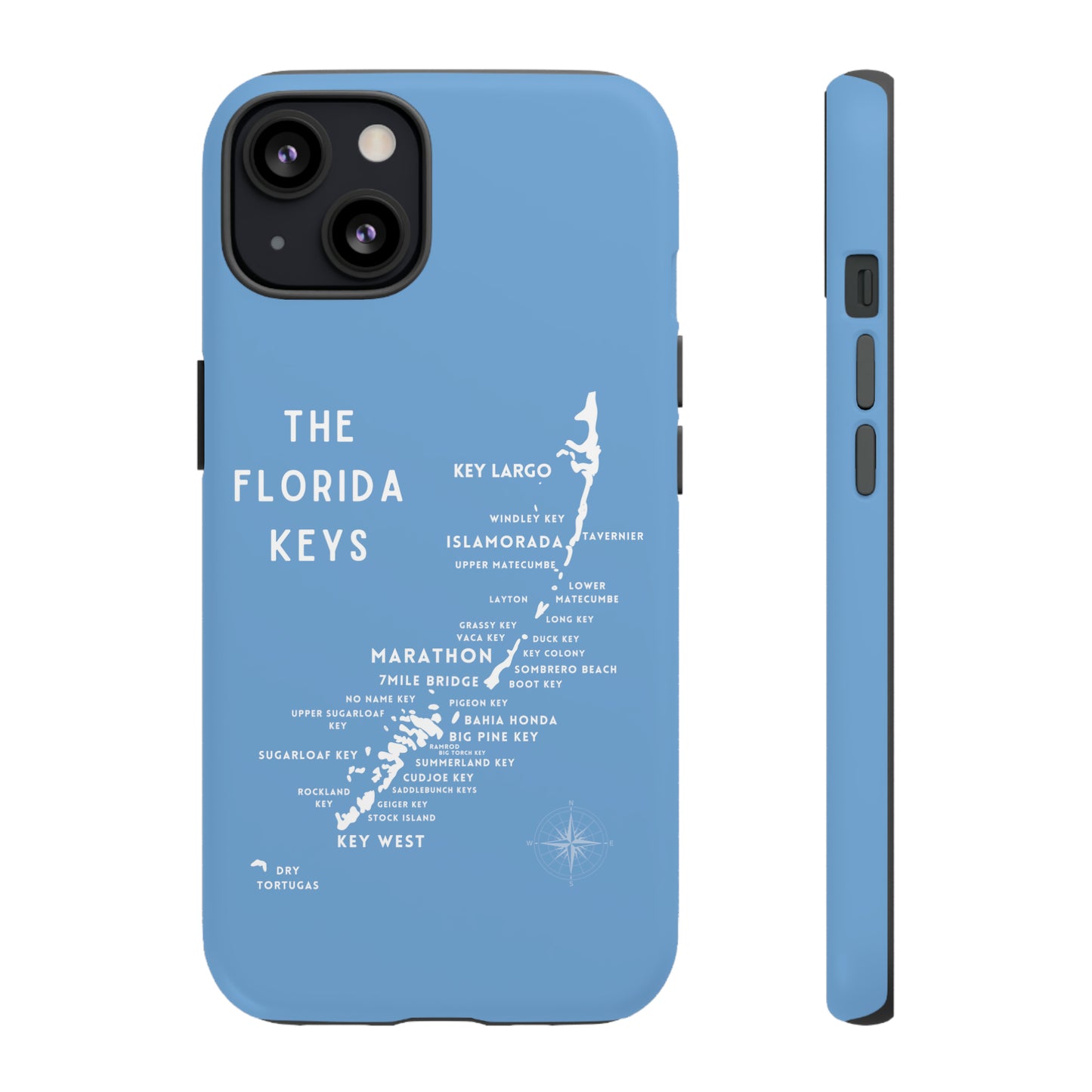 Florida keys map - iPhone Samsung pixel phone Case blue with white