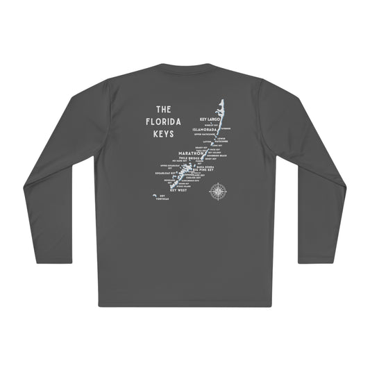 florida keys map - long sleeve fishing shirt - uv protected