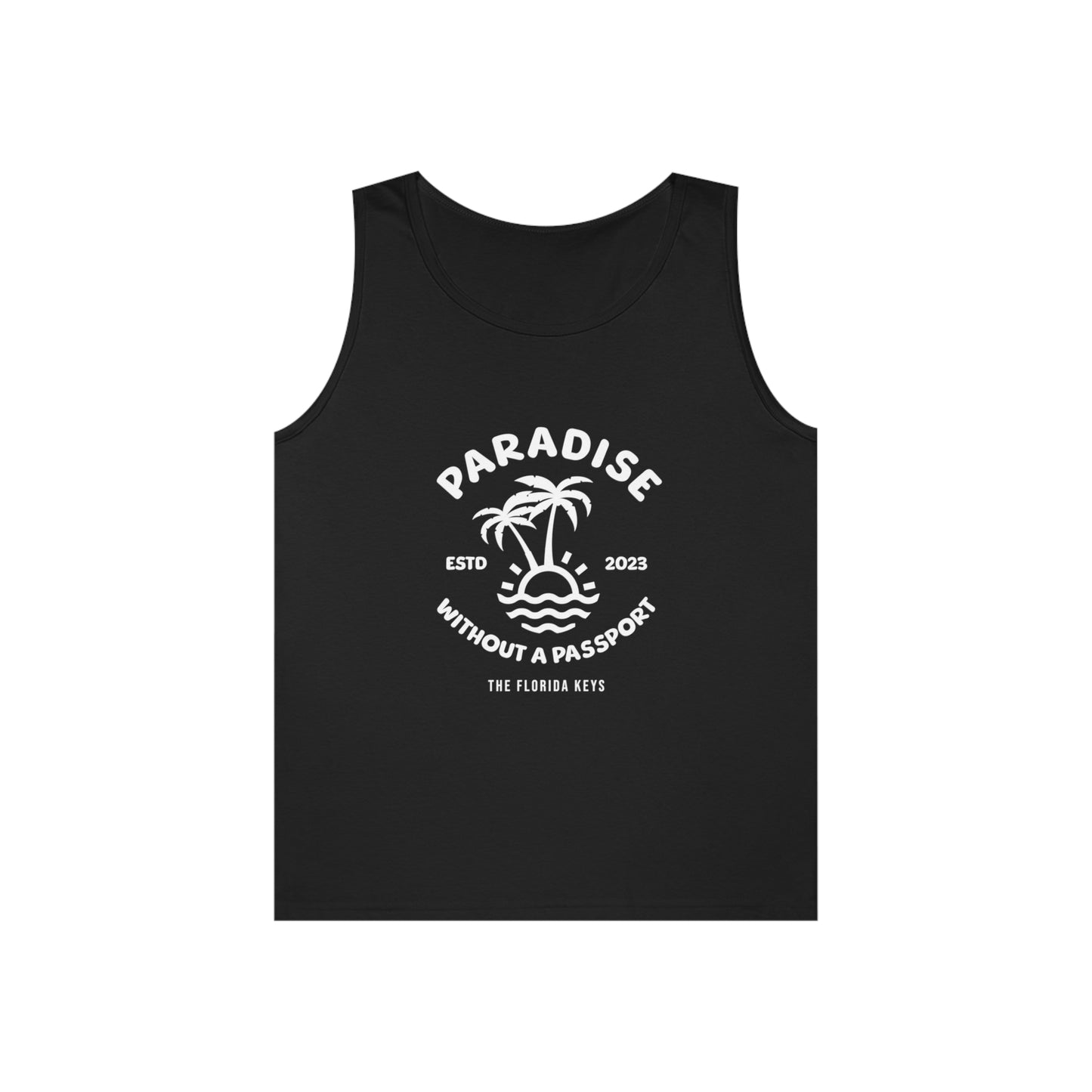 Paradise without a passport logo - Men's tank top