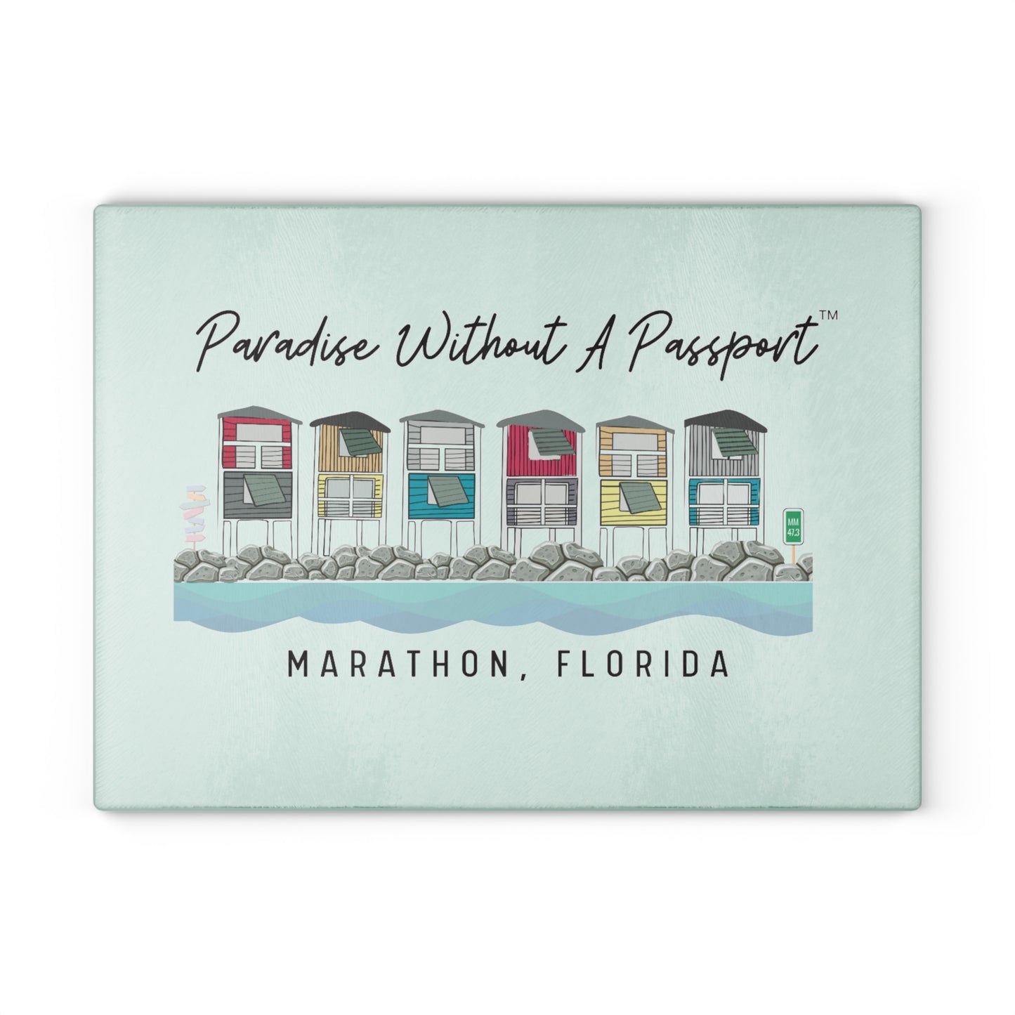 Paradise without a Passport - Glass Cutting Board