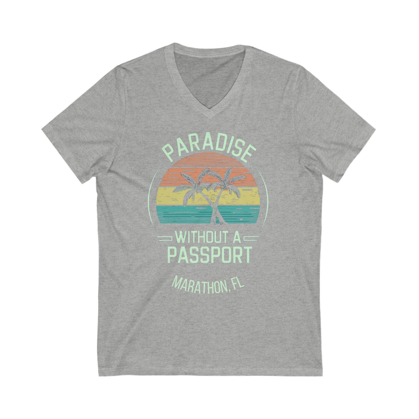 Paradise without a passport vintage -  vneck tee - marathon florida vneck - womens or mens