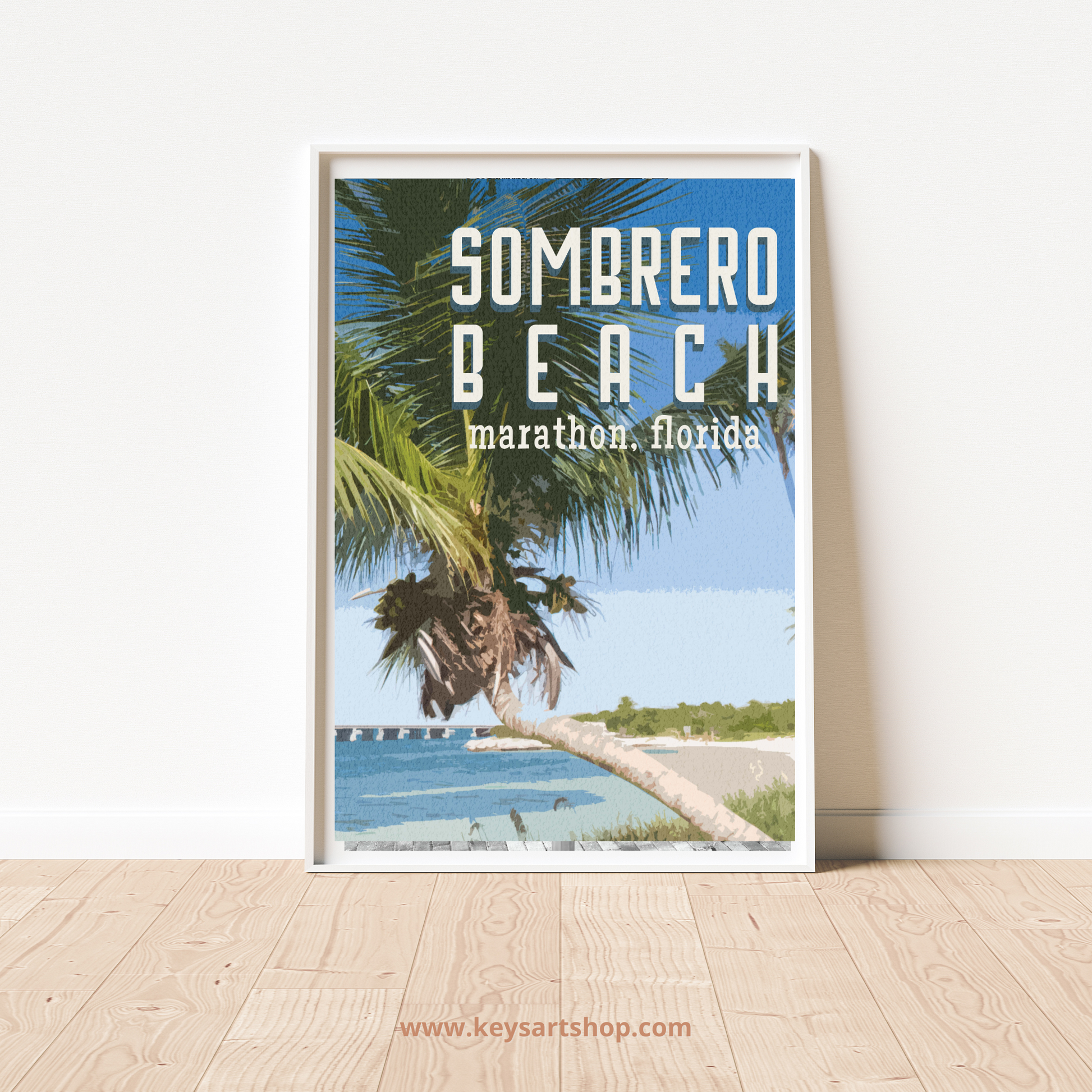 sombrero beach travel print, marathon florida