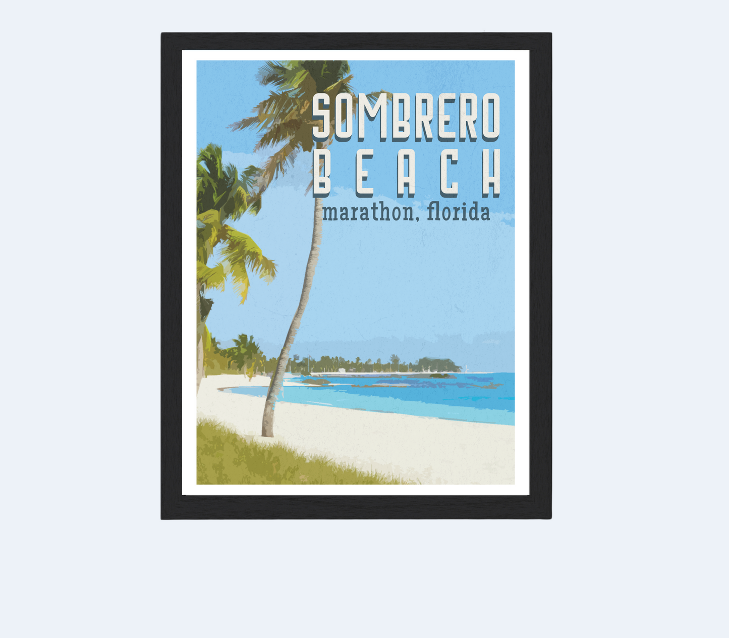 sombrero beach travel print, florida keys poster