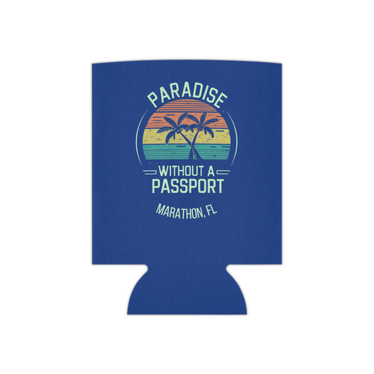 PARADISE WITHOUT A PASSPORT - MARATHON FL - florida keys - beach coozie - retro blue