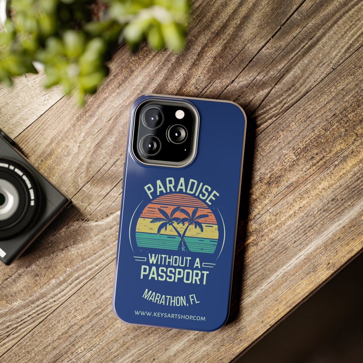 Vintage Paradise without a Passport - phone case - blue