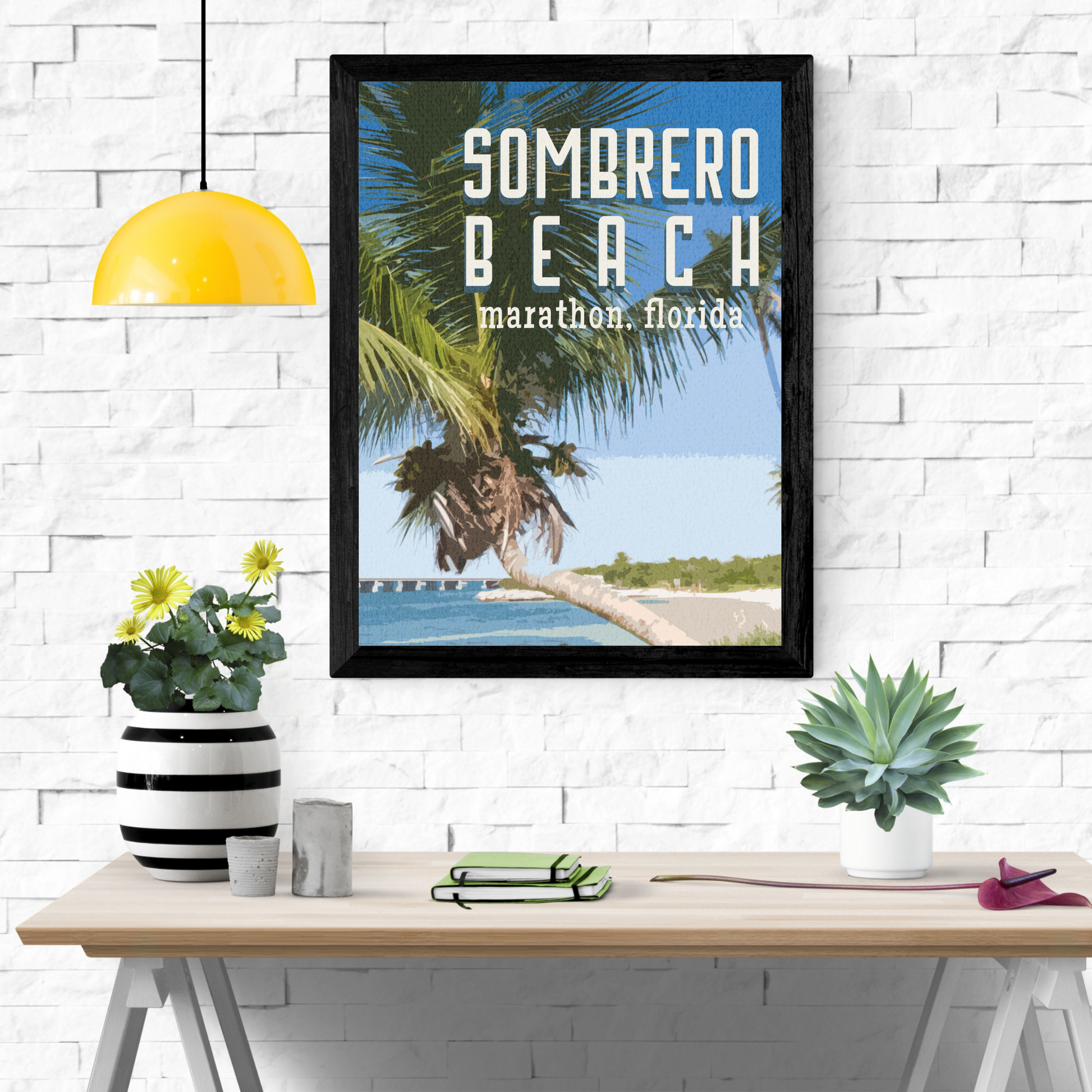 sombrero beach travel print, marathon florida