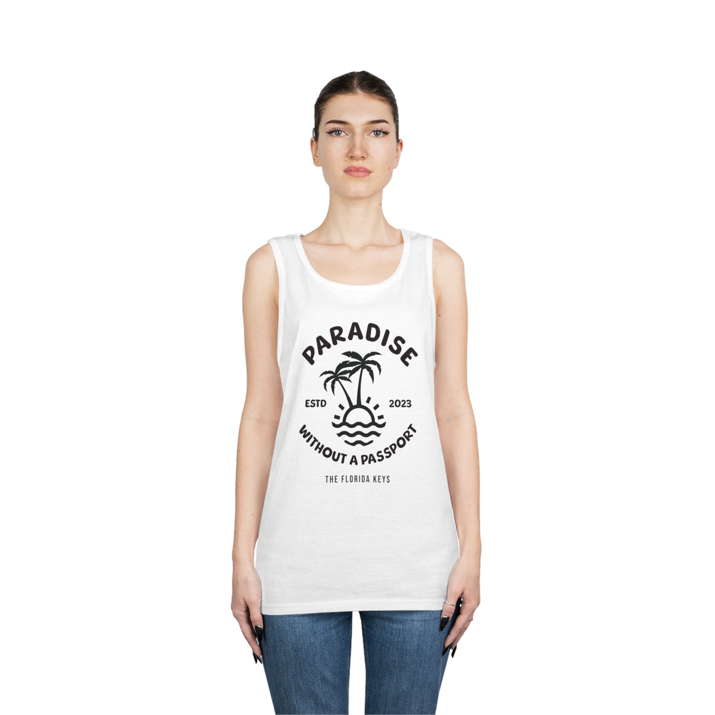 Paradise without a passport logo - Men's tank top