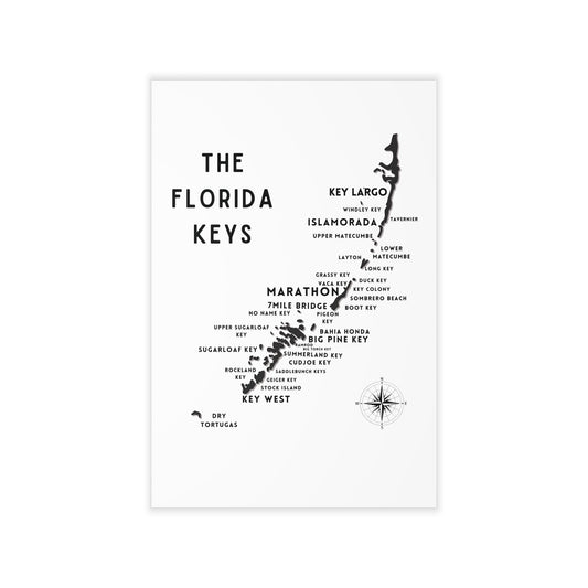 Florida Keys Map Wall Decal - Tropical Vibes Wall Art, Ocean Themed Room Decor, Vacation Home Decal, Beach House Decoration, Coastal Map