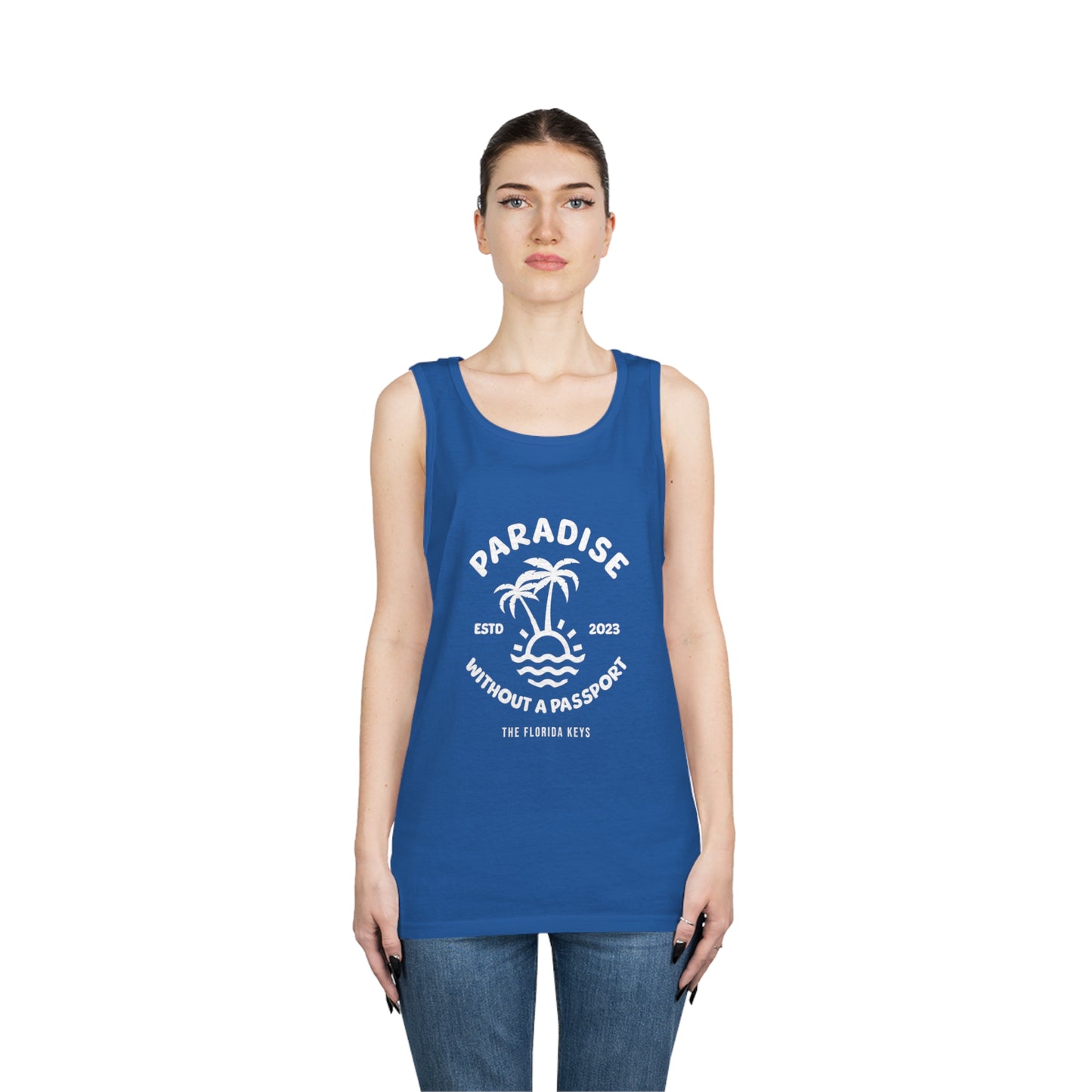 Paradise without a passport logo - Men's tank top